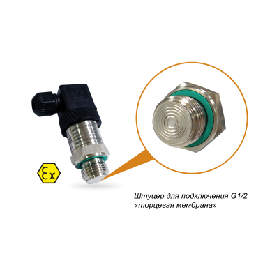 ПД100И модель 121-Exi Датчик давления с торцевой мембраной G1/2 для загрязнённых сред в исполнении EXI